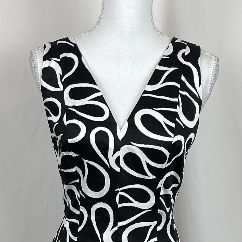 Anne Klein Black & White Fit & Flare Pleated Cotton Dress NWOT_3